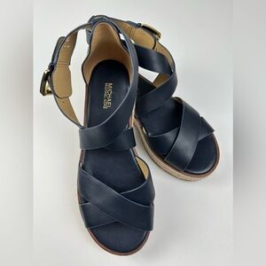 Michael Kors wedge sandals / Dark Blue / Size 8